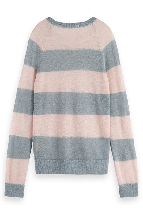 BLOCK STRIPE RAGLAN PULLOVER SEA FLOWER STRIPE 2