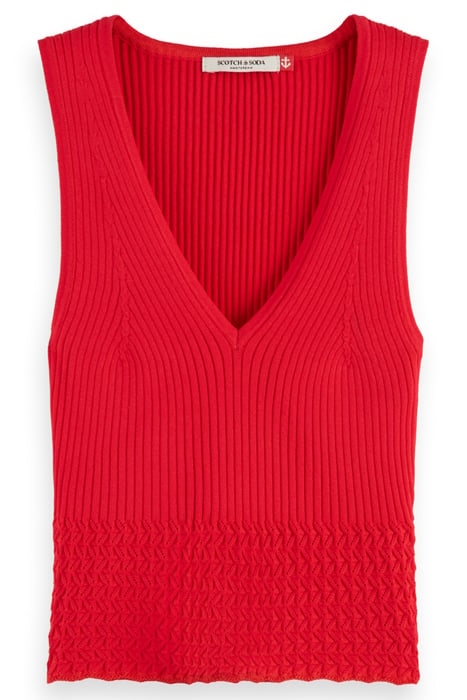 POINTELLE KNITTED TANK LIPSTICK RED 1