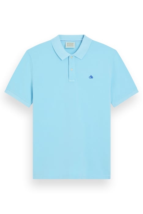 GARMENT DYED PIQUE POLO WASHED NEON BLUE 1