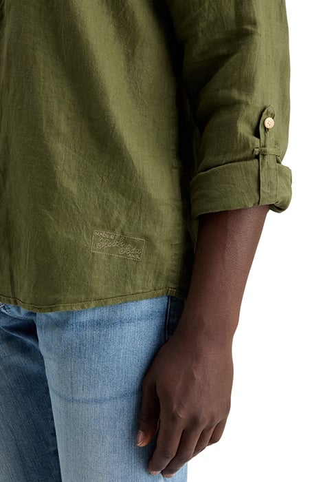 LINEN SHIRT WITH ROLL-UP ARMY 7