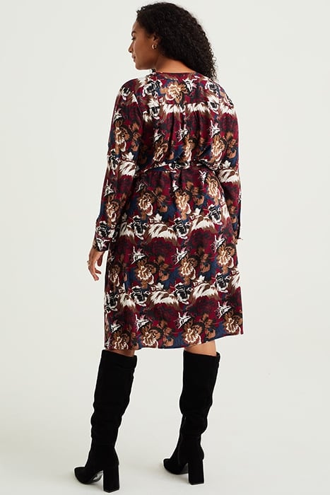 DRESS MID LENGTH BURGUNDY RED 2