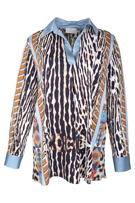 BLOUSE LAUSANNE LEOPARD WITH LIGHTBLUE BEIGE, LIGHTBLUE 1