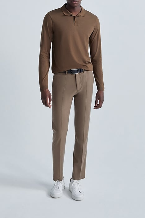 CAPPUCCINO COTTON MODAL LONG-SLEEVE POLO SHIRT CAPPUCINO 3