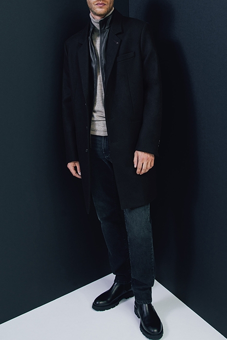 BLACK COAT WITH LEATHER FACING BLACK 5