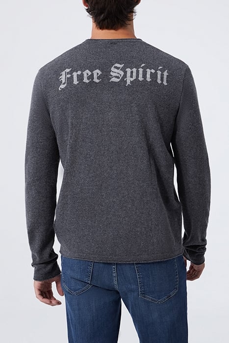 CHARCOAL KNIT SWEATER WITH SLOGAN ON BACK ANTHRACITE 2