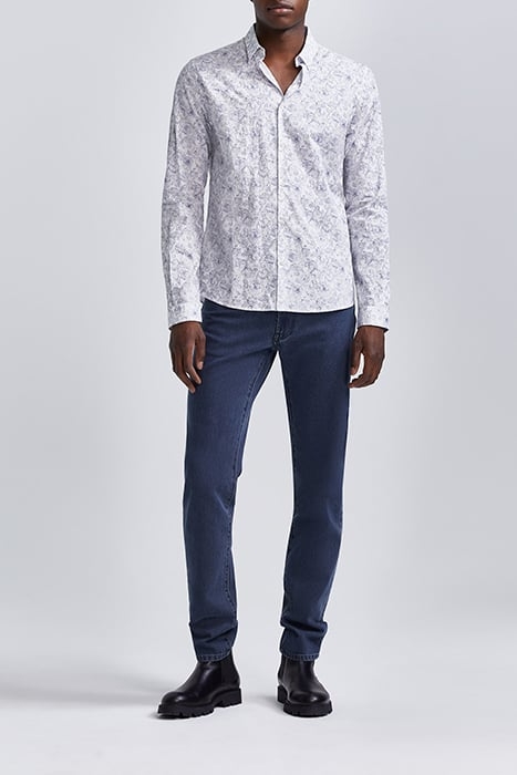 WHITE LIBERTY FABRIC SLIM SHIRT, BLUE FLOWERS WHITE 1