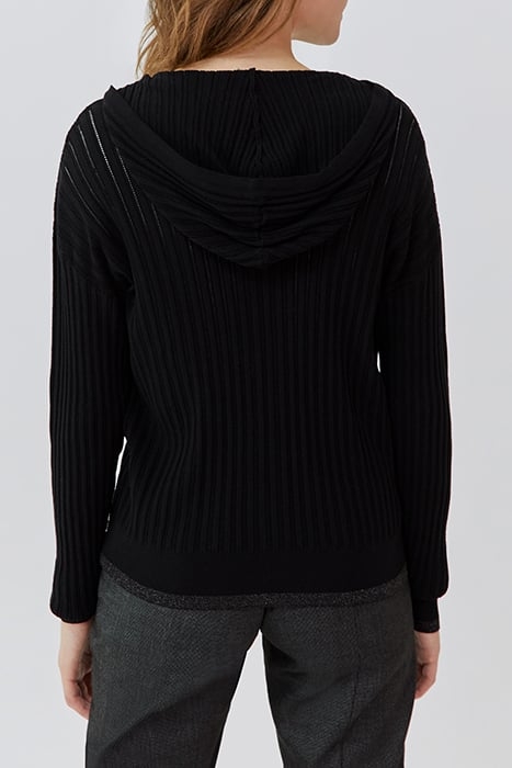 BLACK DECORATIVE OPENWORK KNIT CARDIGAN BLACK 2