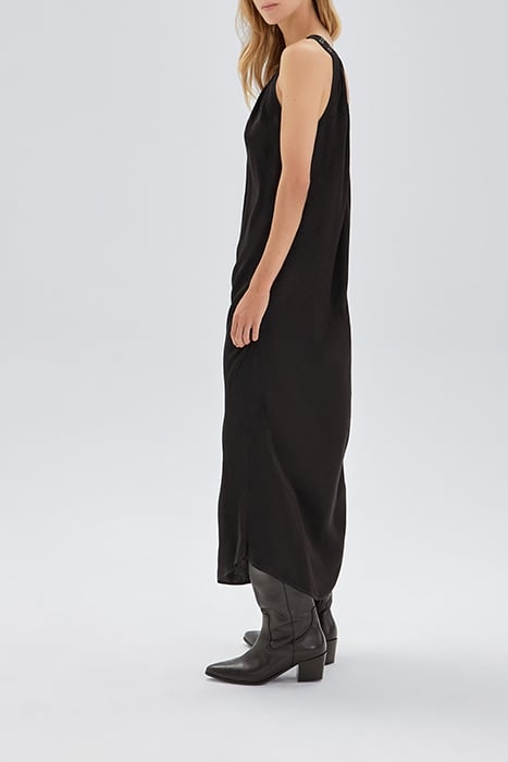 PURE EDITION- BLACK LONG ASYMMETRIC DRESS BLACK 3