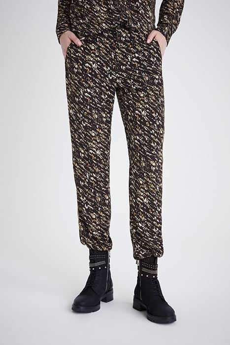 BLACK FUSAIN PRINT FLOWING TROUSERS BLACK 1