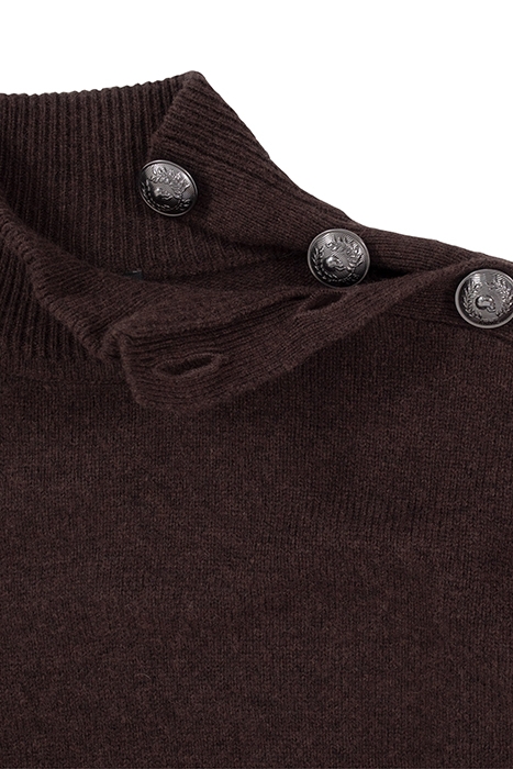 CHOCOLATE KNIT DRESS, ENGRAVED BUTTONS ON SHOULDER CHOCOLATE 7