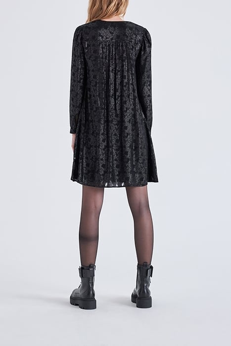 BLACK IRIDESCENT BAROQUE MOTIF JACQUARD DRESS BLACK 4