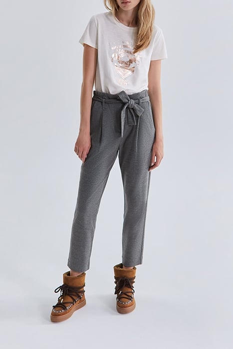 GREY SEMI-PLAIN 7/8 HIGH-WAIST SLIM SUIT TROUSERS GREY 2