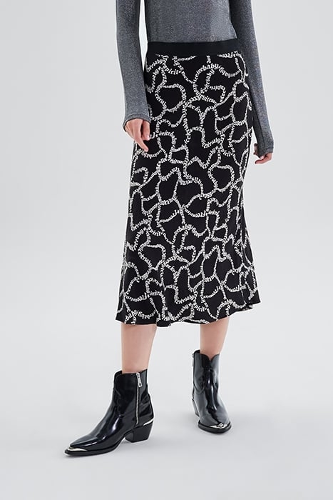 BLACK MIDI SKIRT WITH ECRU LETTERING BLACK 1