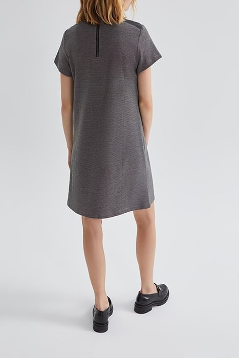 GREY SEMI-PLAIN DRESS WITH ROCK DETAILS BLACK 3