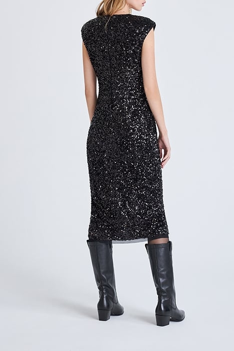 BLACK FULLY SEQUINNED SHEATH DRESS BLACK 2
