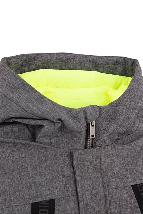 BOYS’ GREY PARKA WITH NEON GREEN LINING GREY 3