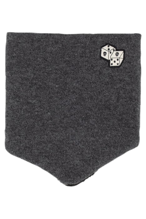 BOYS’ GREY FUR-LINED KNIT SNOOD WITH DICE BADGE GREY 1