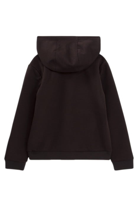 BOYS’ BLACK HOODIE WITH TEXTURE AND MARKING ON NECK BLACK 2