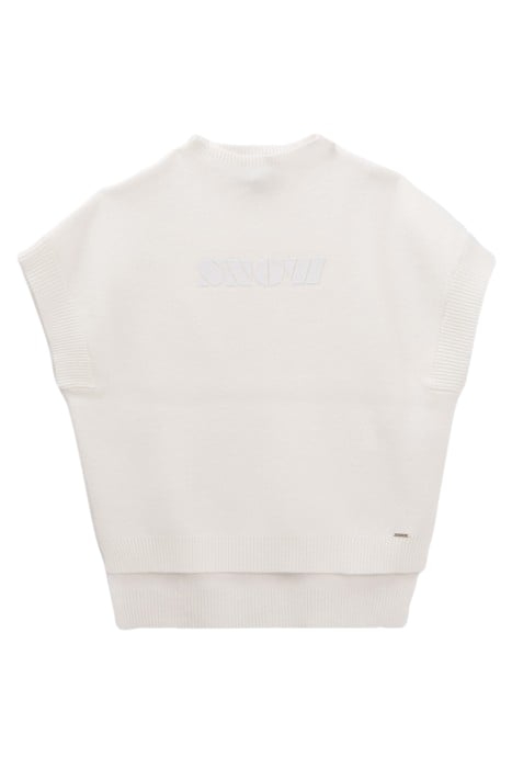 GIRLS’ ECRU KNIT ASYMMETRIC SWEATER SNOW WHITE 1