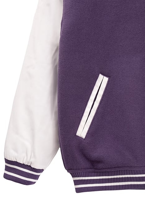 GIRLS’ PURPLE AND WHITE COLLEGE-STYLE VARSITY JACKET PURPLE 4