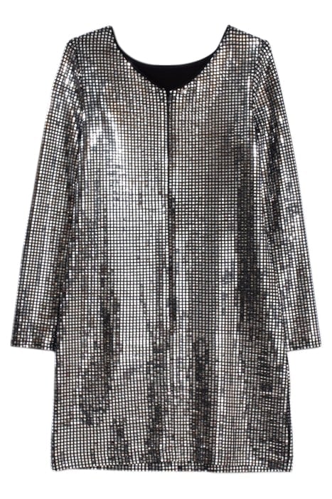 GIRLS’ SILVER GREY SQUARE SEQUIN DRESS GREY 1