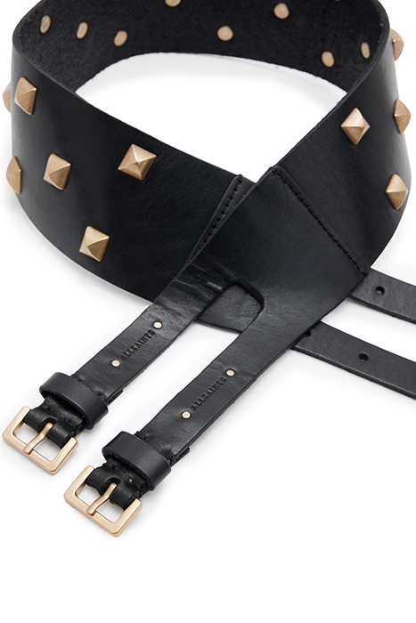 SONIA STUD DBLE BELT BLACK/WARM BRASS 4
