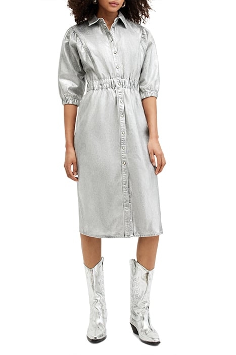 OSA DENIM DRESS METALLIC SILVER 5