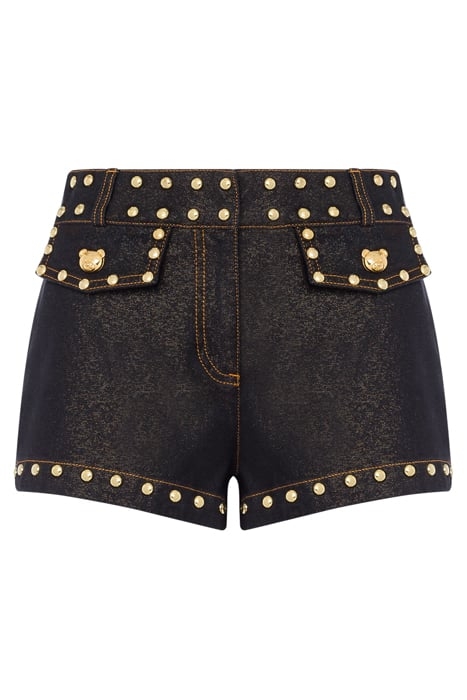 TEDDY BUTTONS STRETCH DENIM SHORTS BLACK 3