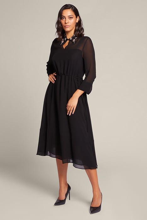 DRESS WITH EMBROIDERED COLLAR BLACK 1