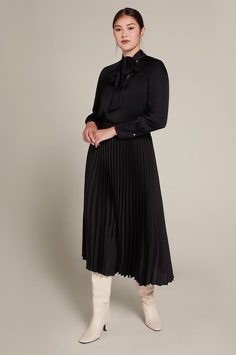 PLEATED SKIRT IN SATIN FABRIC BLACK 3