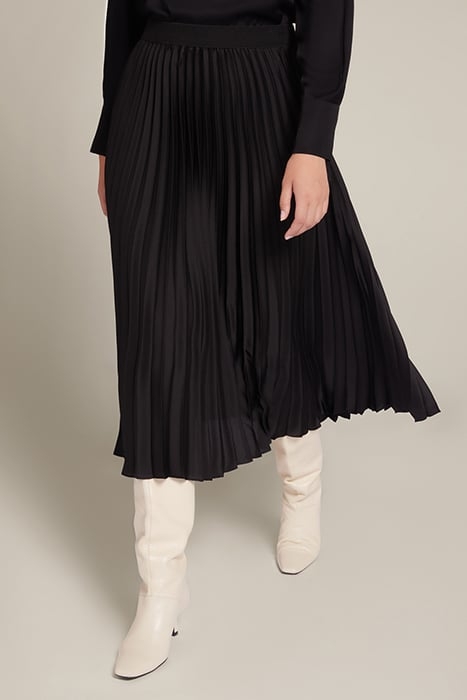 PLEATED SKIRT IN SATIN FABRIC BLACK 1