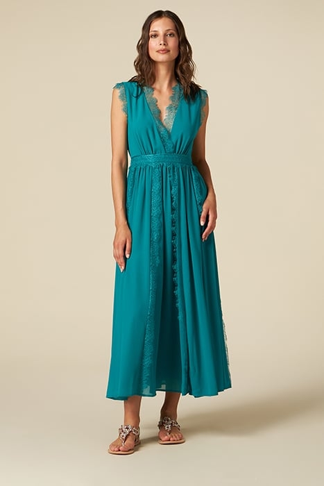 LONG DRESS WITH LACE PROFILES BLUE 1