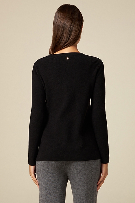 CREW-NECK SWEATER WITH JEWEL SLIT AND BUTTONS BLACK 2