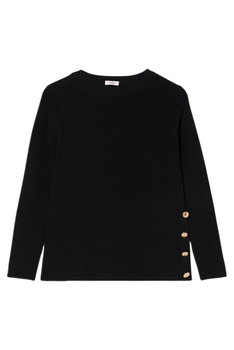 CREW-NECK SWEATER WITH JEWEL SLIT AND BUTTONS BLACK 3