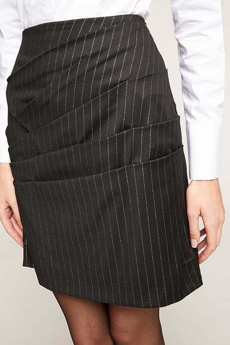 LUREX PINSTRIPED DRAPED MINI SKIRT BLACK 4