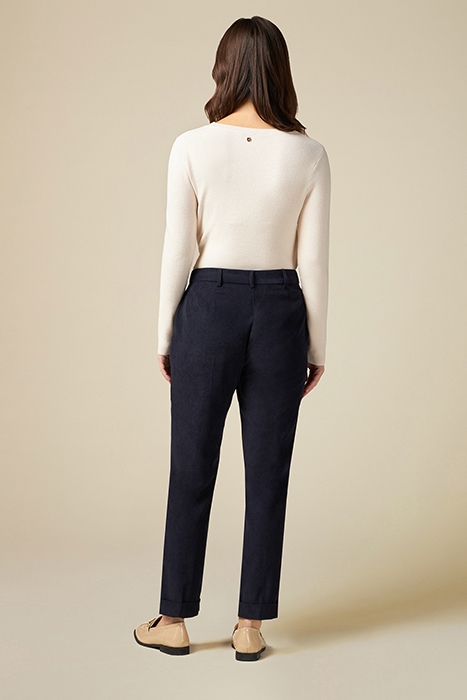 VELVET STOVEPIPE TROUSERS BLUE 2