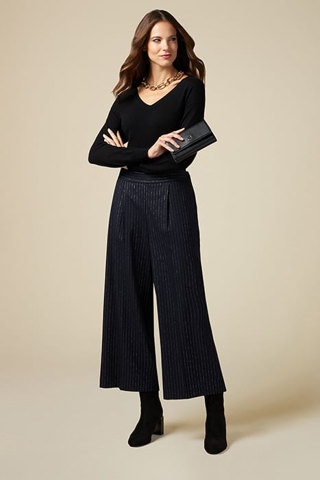 CROPPED PINSTRIPED TROUSERS BLUE 1
