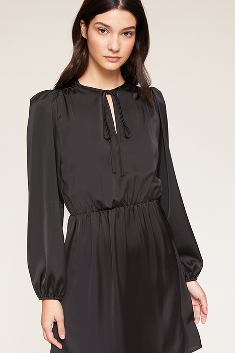 SHORT SATIN DRESS WITH GATHERS BLACK 4