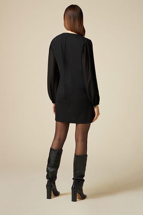 Dual-material dress with brooch 2