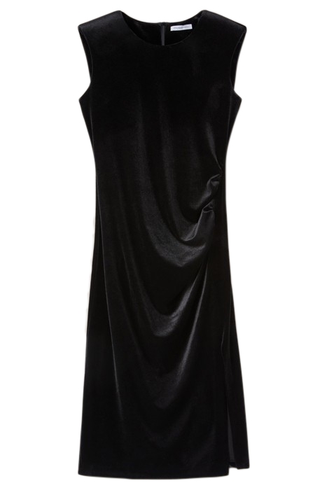 VELVET DRESS WITH DRAPING BLACK 3