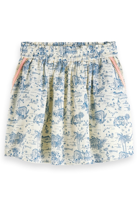 ELASTICATED ALL-OVER PRINTED MINI SKIRT SURF AND SUP 1