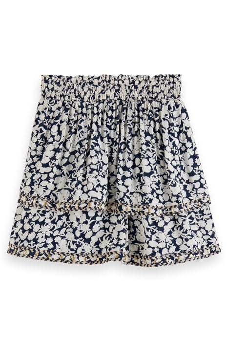 TIERED ALL-OVER PRINTED EMBROIDERED VISCOSE MINI SKIRT ANCHO 2