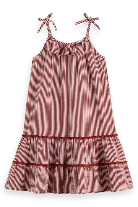 A-LINE CRINKLE COTTON DRESS TERRACOTTA STRIPE 1
