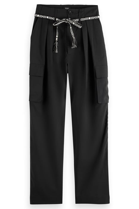 FAYE - HIGH RISE WIDE LEG LYOCELL CARGO PANT EVENING BLACK 1