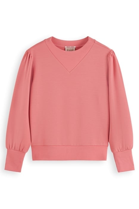 RUCHED YOKE SEAM MODAL SWEATSHIRT PEACHY 1