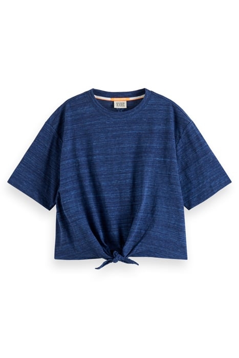 BOXY FIT TIE FRONT MARL T-SHIRT STARNIGHT BLUE 4