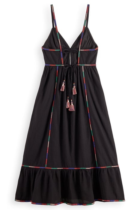 MULTICOLOR EMBROIDERY MAXI DRESS EVENING BLACK 4