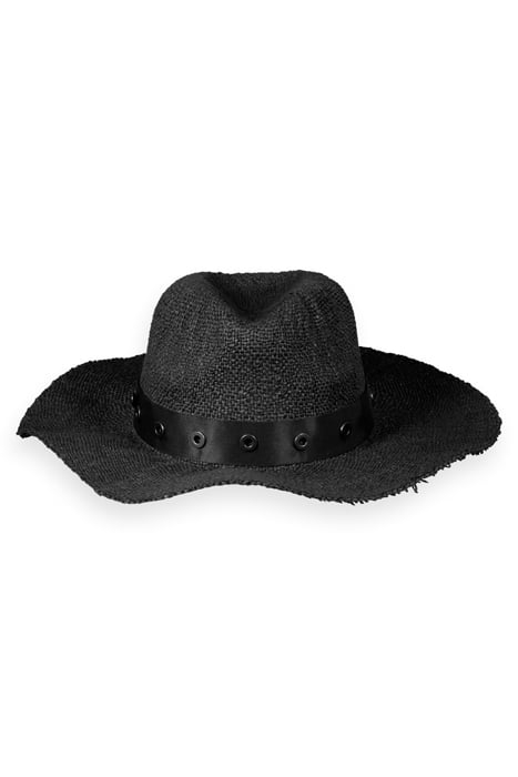 STRAW HAT WITH EYELETS BLACK 1