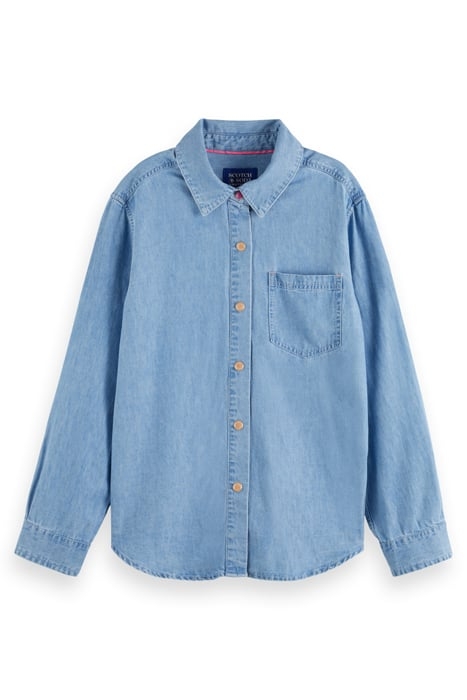 LONG SLEEVE SHIRT WITH ONE POCKET - WASHED INDIGO 1