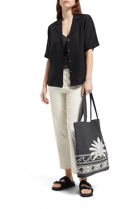 CANVAS TOTE BAG WITH EMBROIDER PALM WAVE BORDER 3